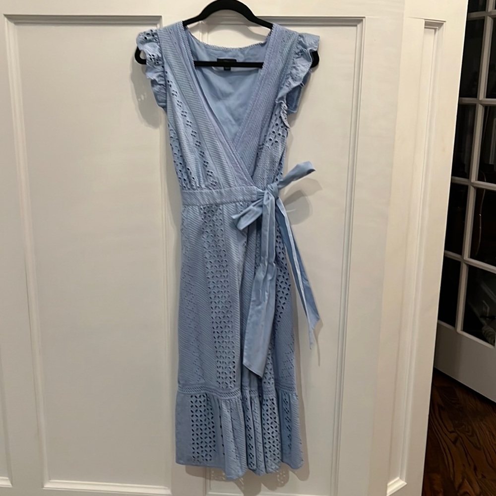 Powder blue midi eyelet dress J Crew size 6